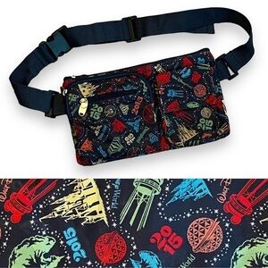 Disneyland Fanny Pack Belt Bag Nylon 2015 All Over Print Zip Pockets Adjustable